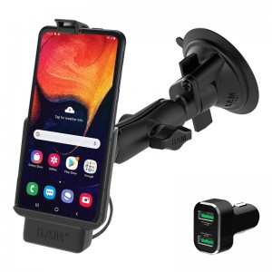 Support à ventouse alimenté RAM ® pour Samsung XCover Pro avec chargeur