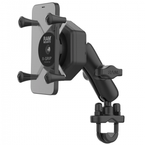 Support pour smartphone petite et moyenne taille RAM ® X-Grip® avec kit de fixation guidon bras moyen et accessoire d'amortissement des vibrations Vibe-Safe ™